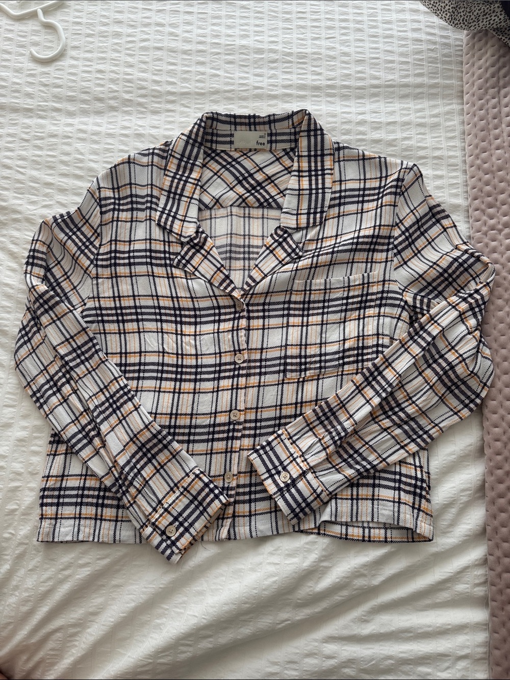 Wilfred White, Navy & Orange Plaid Blouse